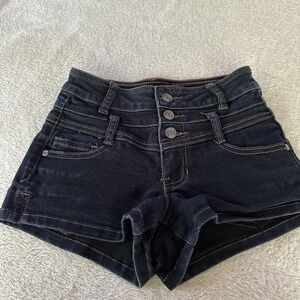 Vanity Denim Jean Shorts Waist 25 Dark Wash Inseam 2 Inseam 3 Button Fly